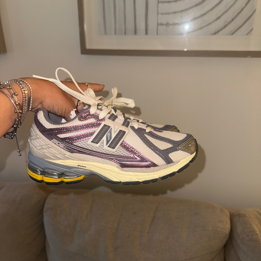 New Balance Women's Sneakers - Purple, Cream, Yellow - Picture 4 of 5